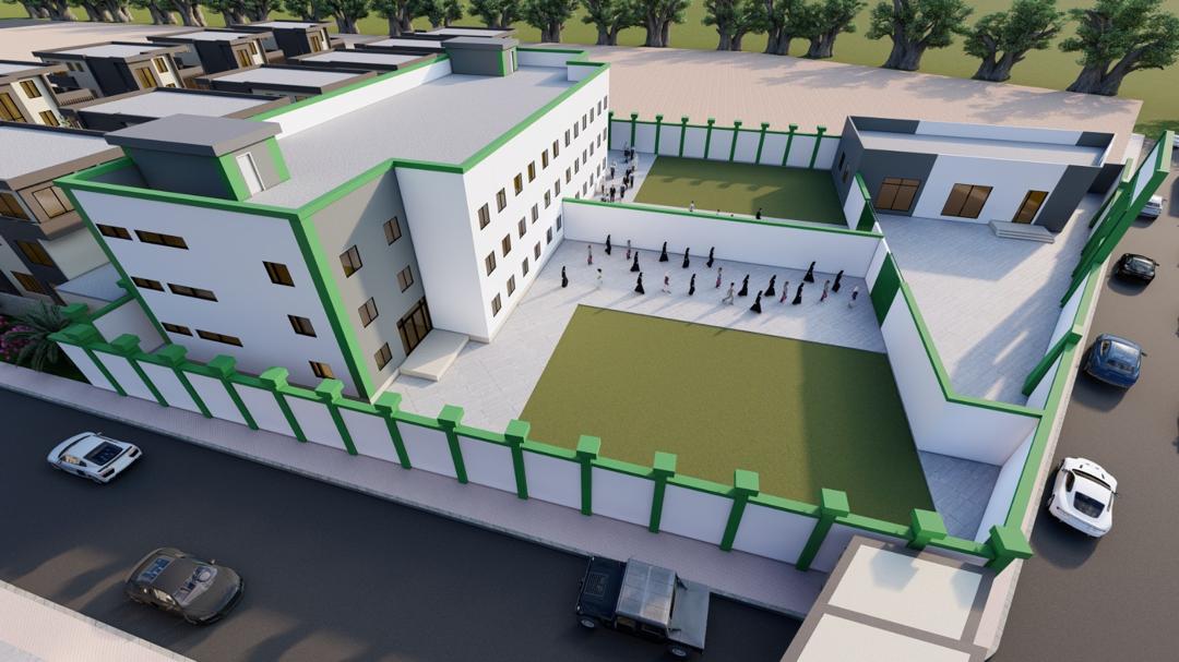 School courtyard 3D render